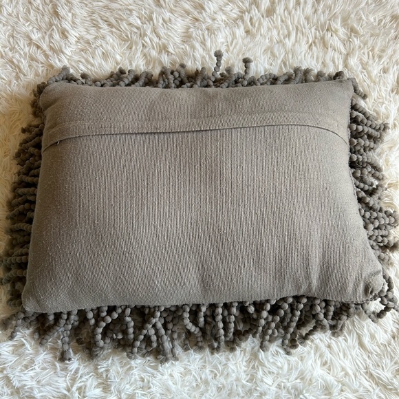 Gray heavy fringe accent lumbar pillow (2 available) - Picture 4 of 5